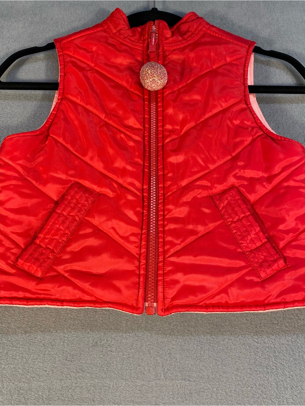 Gymboree Girls Red Zip Up Puffer Vest, pockets, size 7